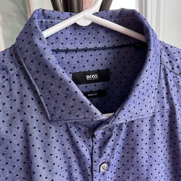 Hugo Boss Ridley Slim Fit Dot Print Mens Dress Shirt XL - Picture 3 of 13